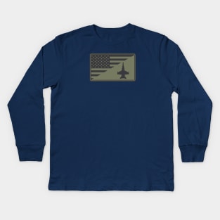 F/A-18 Hornet US Flag Patch (subdued) Kids Long Sleeve T-Shirt